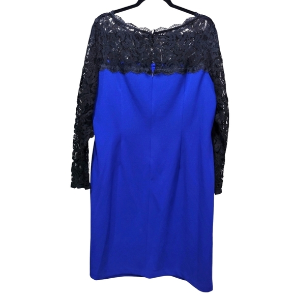 18W ADRIANNA PAPELL Lace Lined Evening Cocktail Midi Dress - Picture 4 of 6